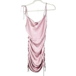 Hello Molly Silky Ruched Dress Pink Size Medium